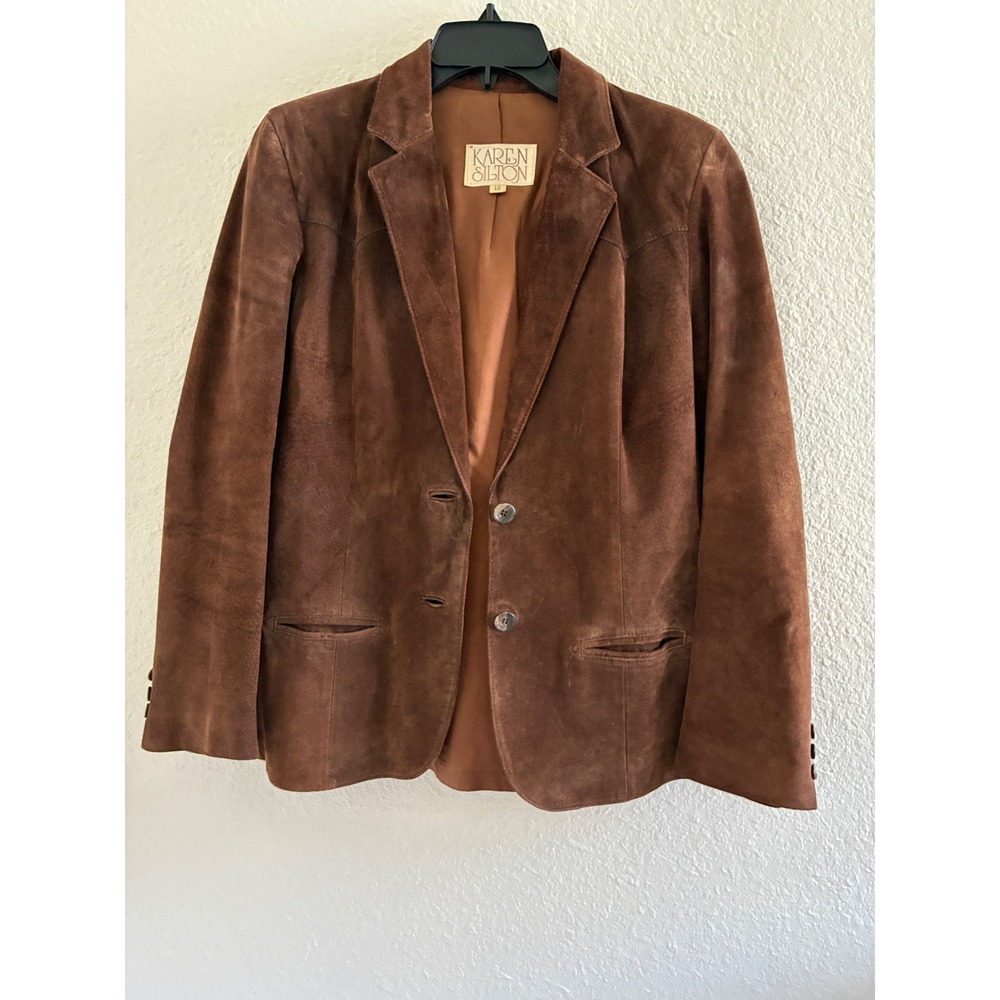 Vintage Karen Silton Western Indie Suede Blazer Women Size 12 Chocolate Brown
